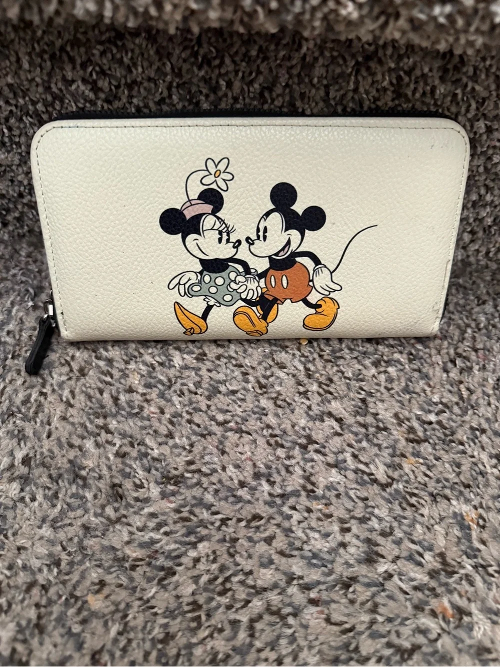 Disney White Wallet with Classic Mickey & Minnie Print